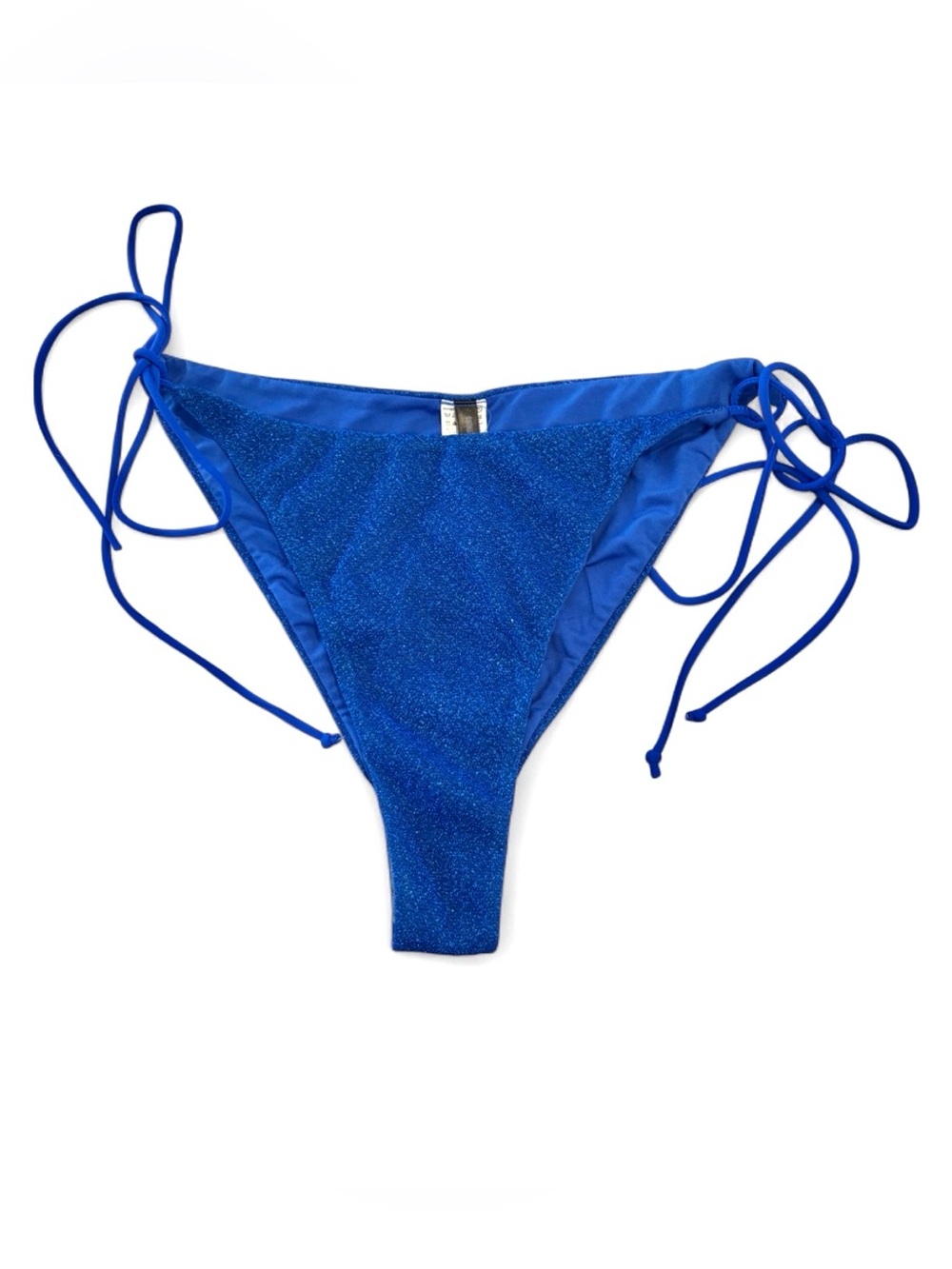 PrettyLittleThing Cobalt Blue Glitter Side Tie Bikini Bottoms NWT US 12
